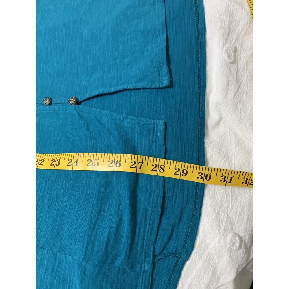 J Jill Tunic Top XlL 100% Cotton Teal Blue Long sleeve Button Front Coastal - Picture 4 of 9